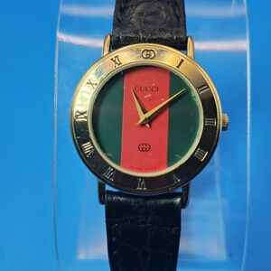 Vintage 1992 Authentic Gucci 3000L Stripe Swiss Made 25mm Women's Quartz Watch